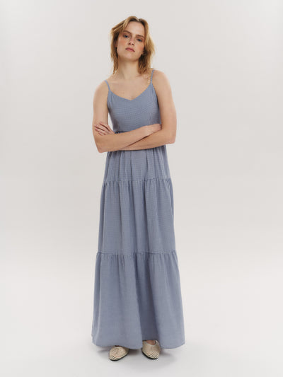 Mari Long dress - Riverside Checked