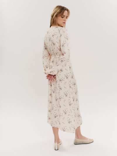 Lisa Midi Dress - Creme Vintage Flower