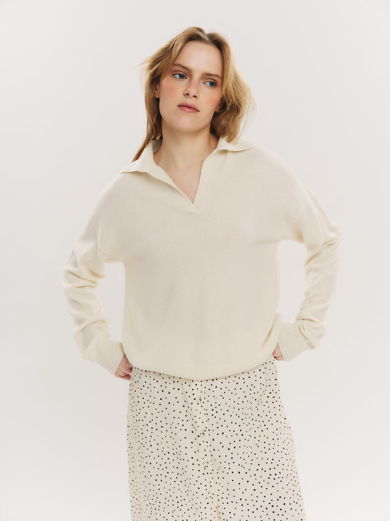 Ellen Midi skirt - Creme Navy Dot