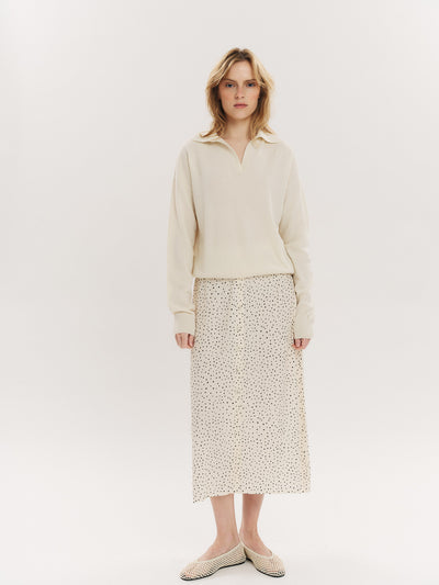 Ellen Midi skirt - Creme Navy Dot