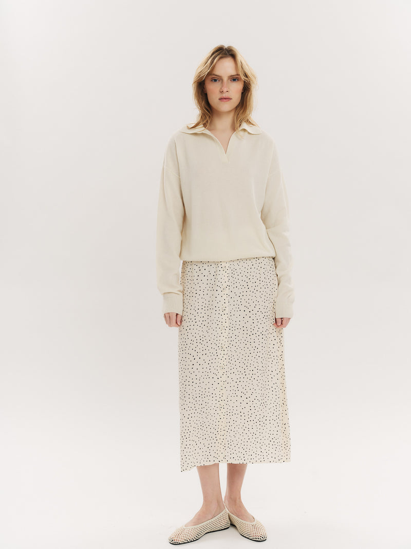 Ellen Midi skirt - Creme Navy Dot