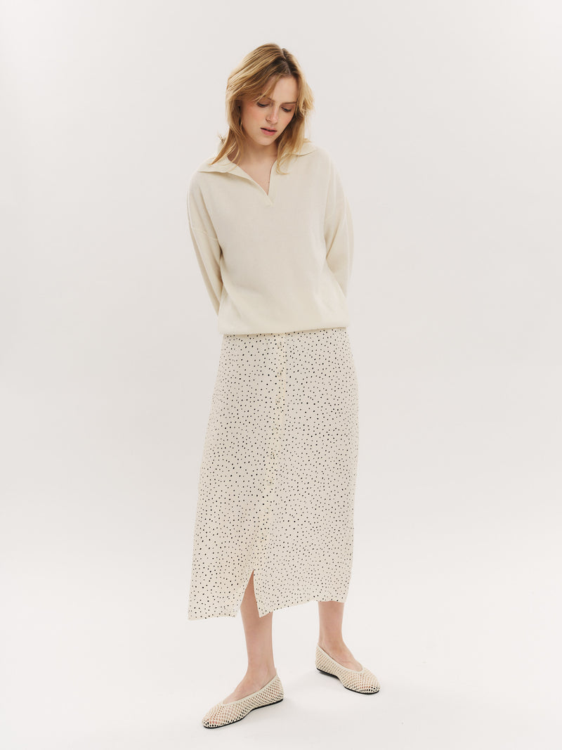 Ellen Midi skirt - Creme Navy Dot