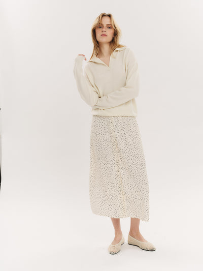 Ellen Midi skirt - Creme Navy Dot