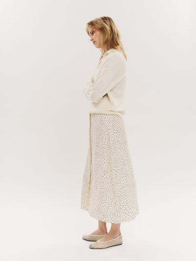 Ellen Midi skirt - Creme Navy Dot