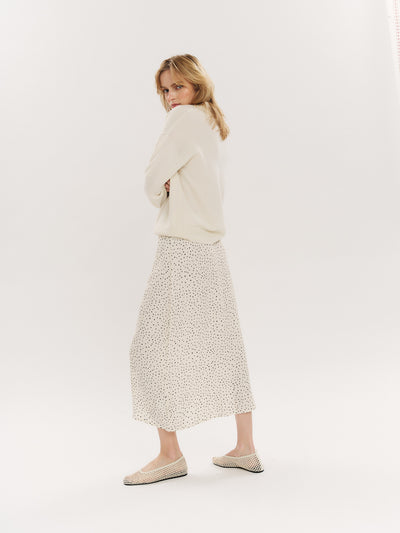 Ellen Midi skirt - Creme Navy Dot