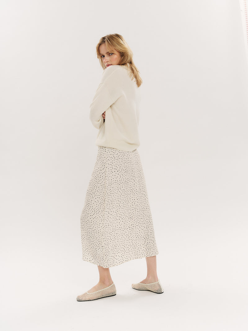 Ellen Midi skirt - Creme Navy Dot