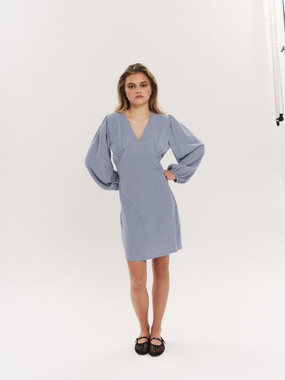 Mari LS Mini Dress - Riverside Checked