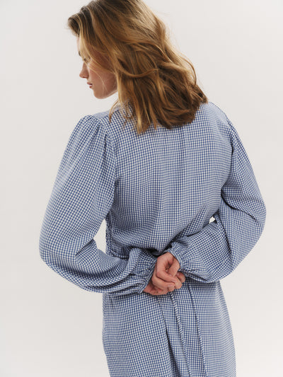 Mari LS Mini Dress - Riverside Checked