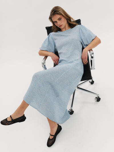 Athilde Midi Dress - Blue Petite Flower