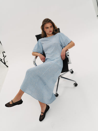 Athilde Midi Dress - Blue Petite Flower