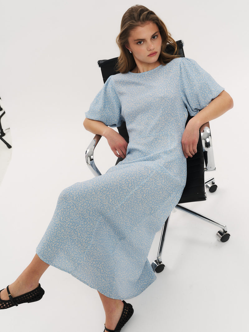 Athilde Midi Dress - Blue Petite Flower