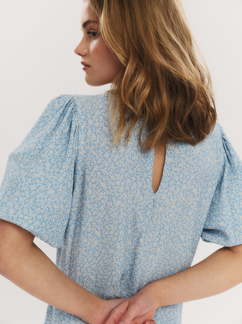 Athilde Midi Dress - Blue Petite Flower