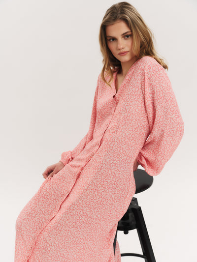 Ellen LS Long Dress - Washed Pink Petite Flower