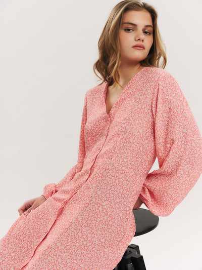 Ellen LS Long Dress - Washed Pink Petite Flower