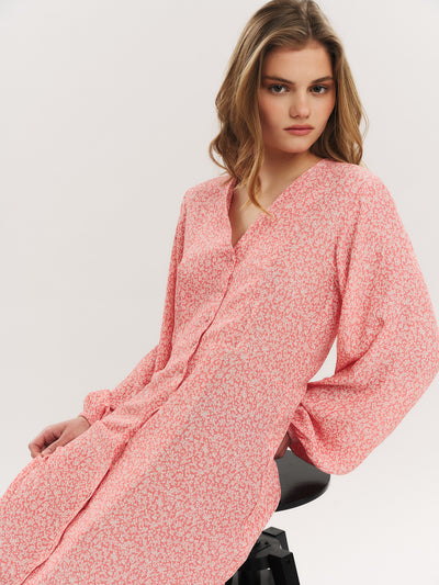 Ellen LS Long Dress - Washed Pink Petite Flower