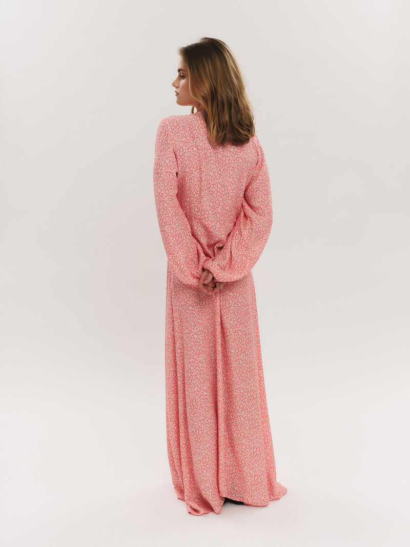 Ellen LS Long Dress - Washed Pink Petite Flower