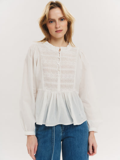 Ruby Button Blouse - White