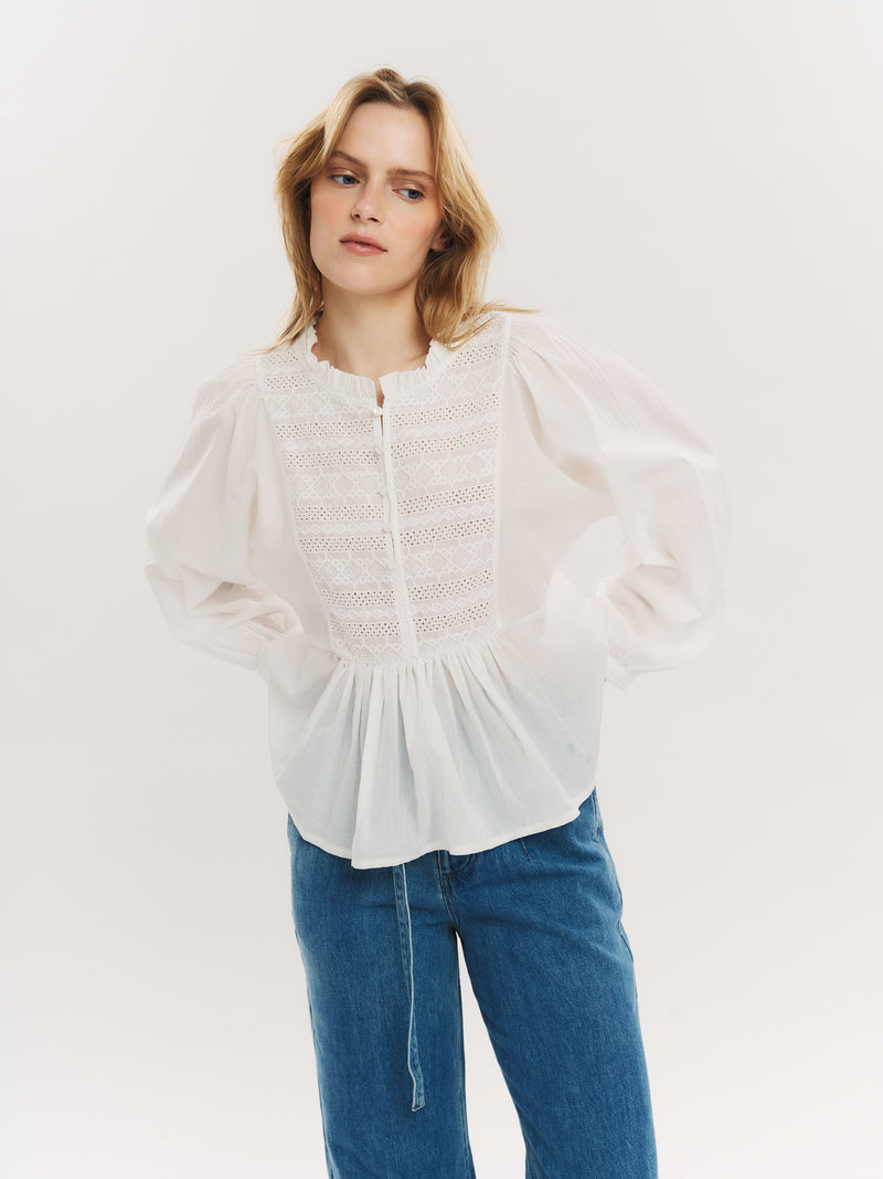 Ruby Button Blouse - White