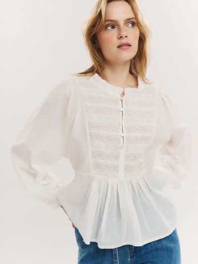 Ruby Button Blouse - White