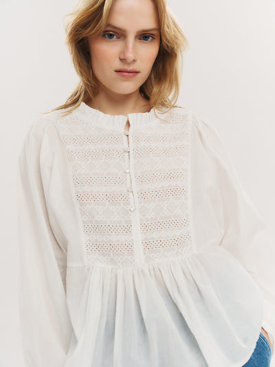 Ruby Button Blouse - White