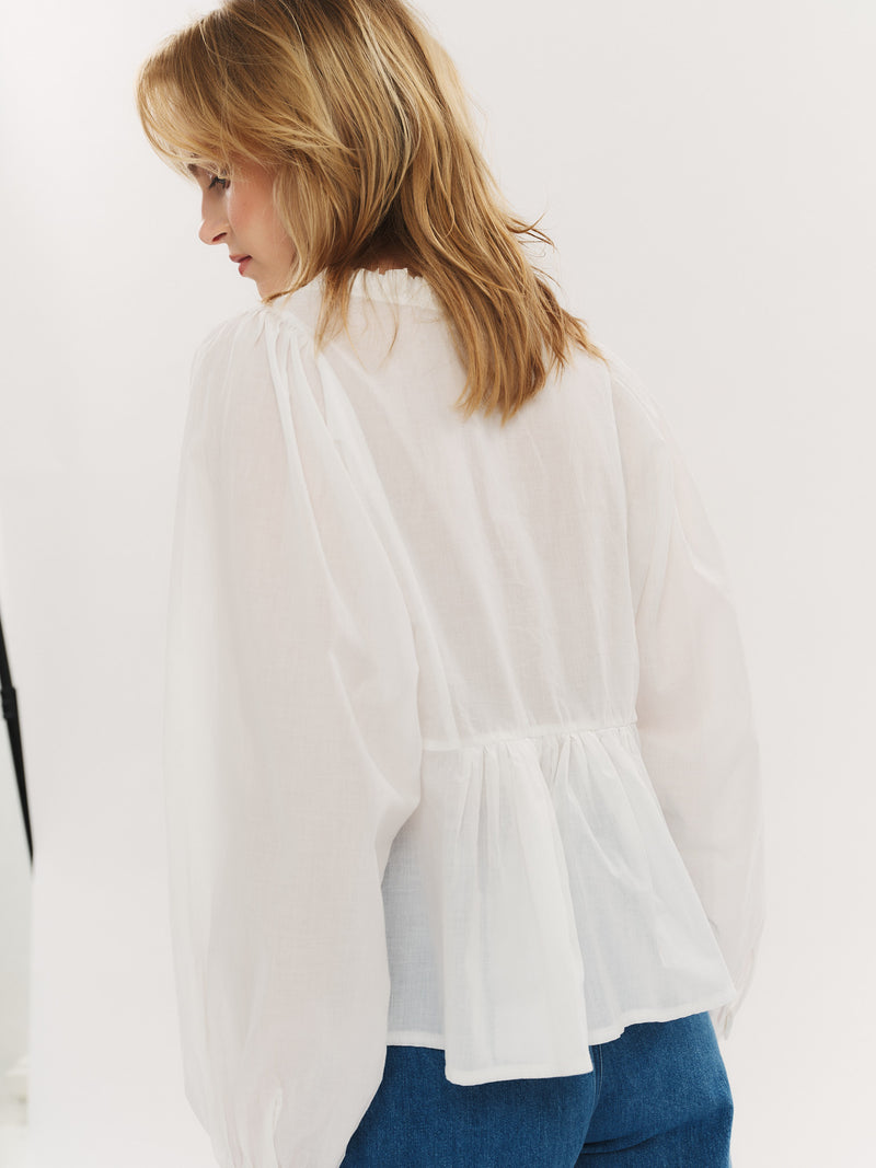 Ruby Button Blouse - White