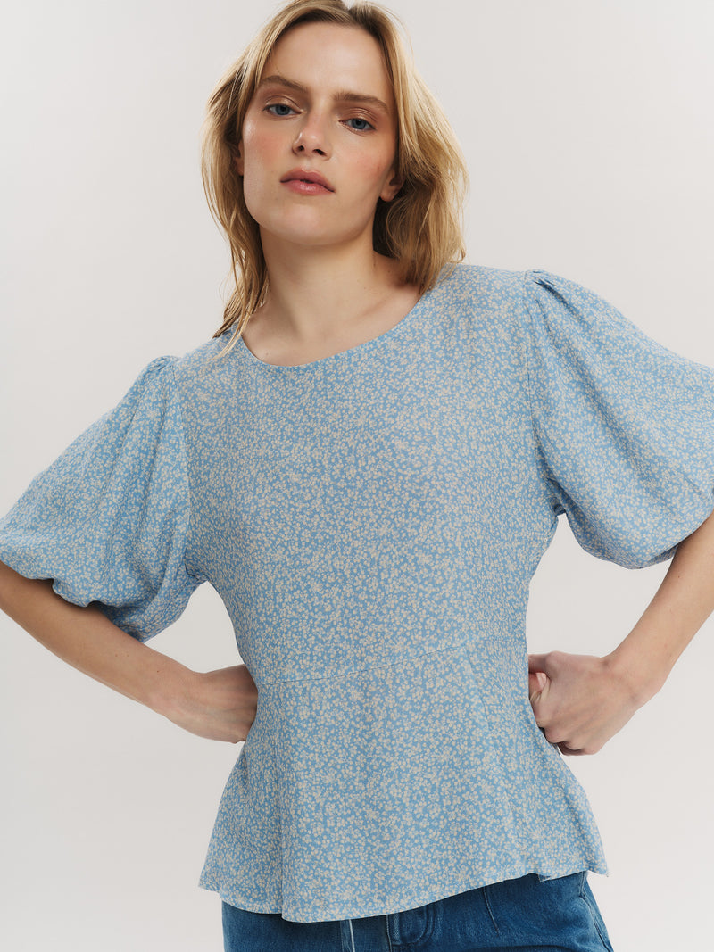 Athilde Blouse - Blue Petite Flower