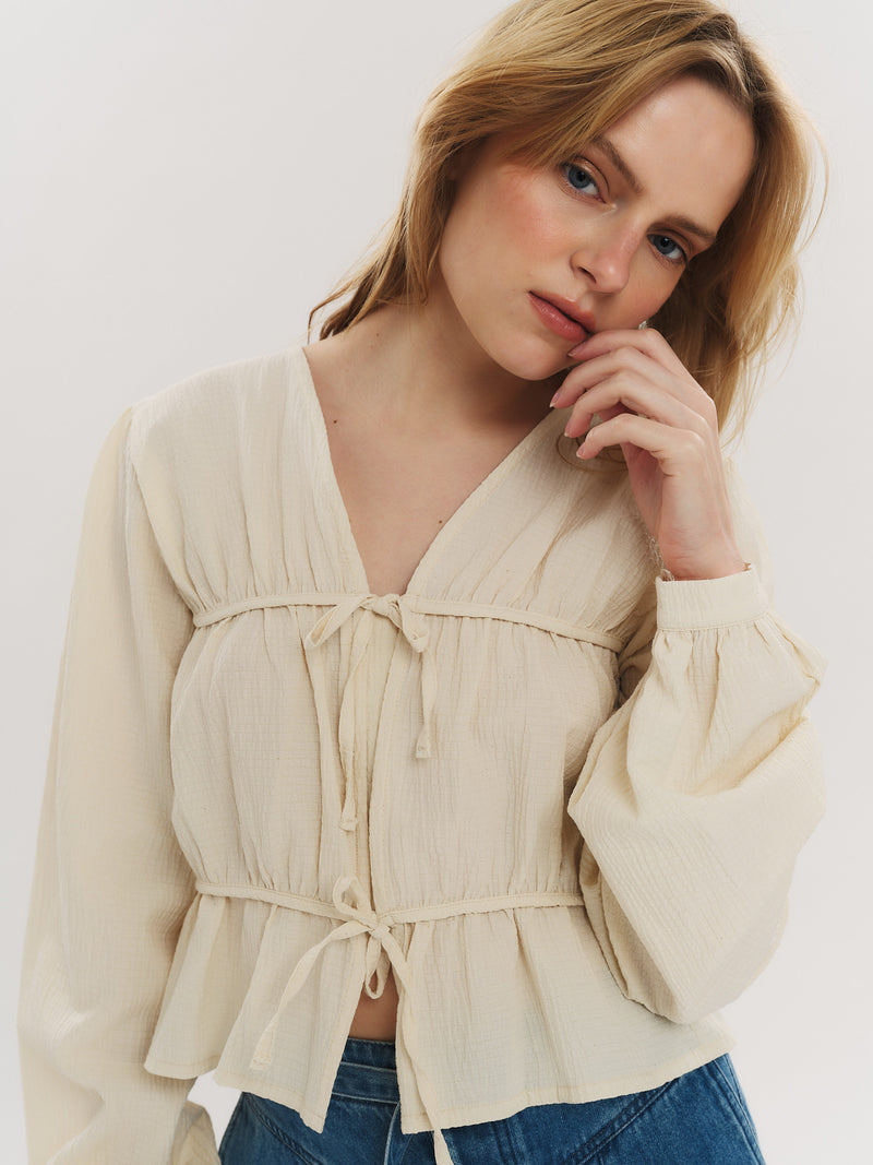 Indiana String Blouse - Creme