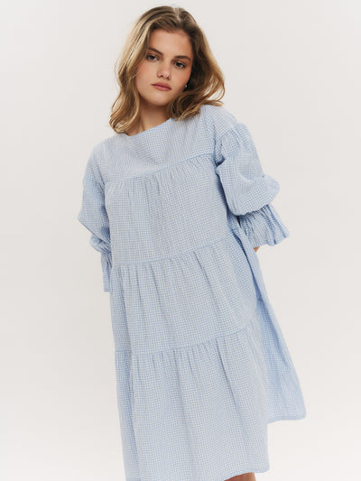 Indiana Dress - Dusty Blue Checked