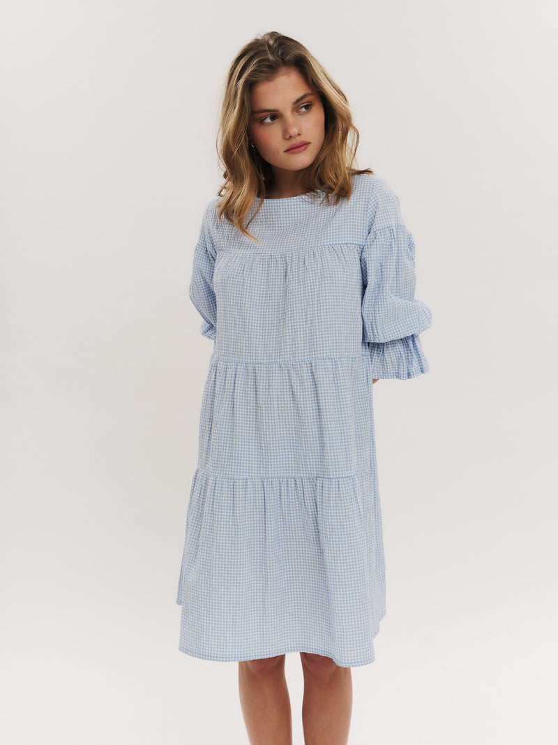 Indiana Dress - Dusty Blue Checked