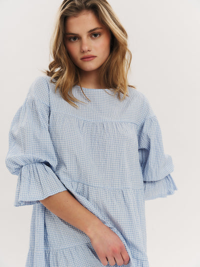 Indiana Dress - Dusty Blue Checked