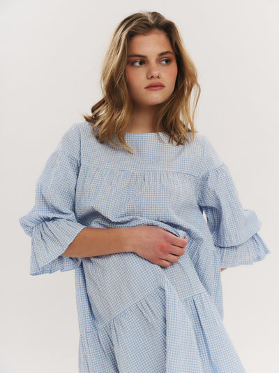 Indiana Dress - Dusty Blue Checked