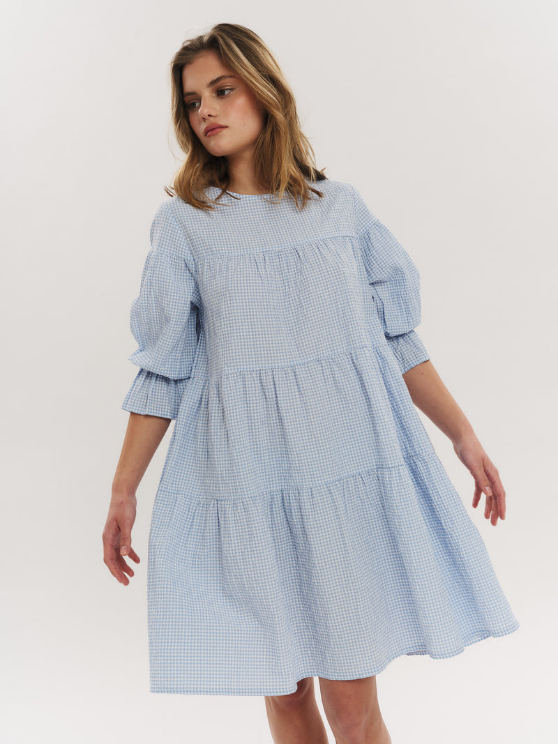 Indiana Dress - Dusty Blue Checked