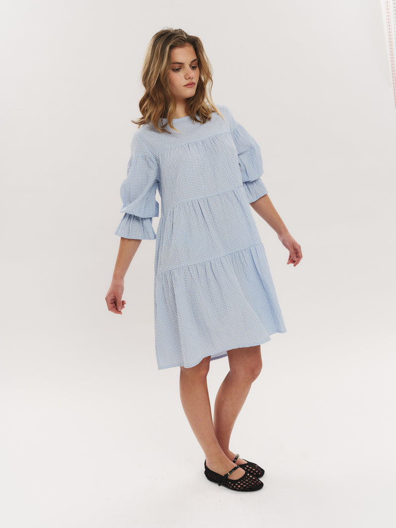 Indiana Dress - Dusty Blue Checked