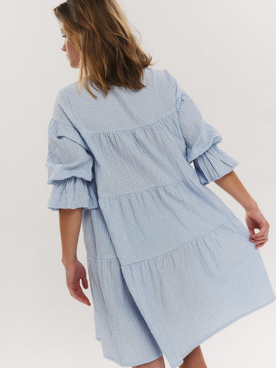 Indiana Dress - Dusty Blue Checked