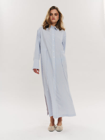 Sally Midi Dress - Blue Stripe