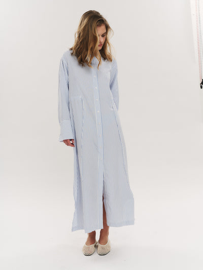 Sally Midi Dress - Blue Stripe