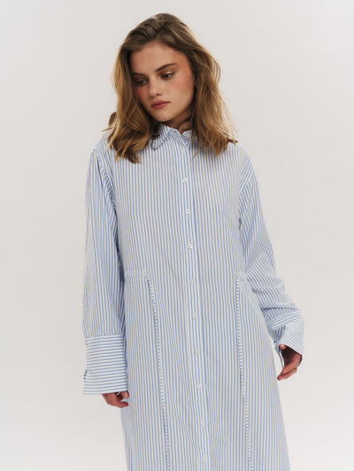 Sally Midi Dress - Blue Stripe