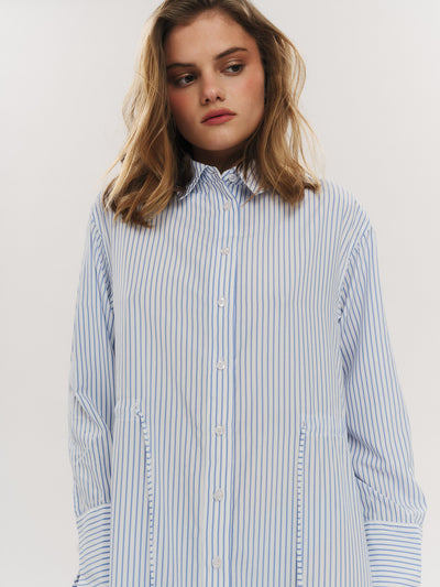 Sally Midi Dress - Blue Stripe