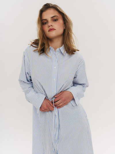 Sally Midi Dress - Blue Stripe