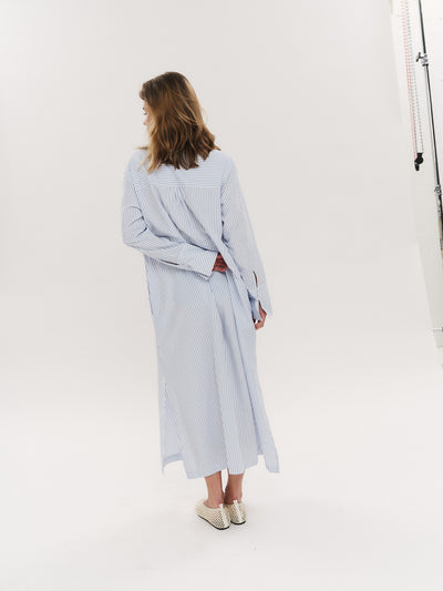 Sally Midi Dress - Blue Stripe