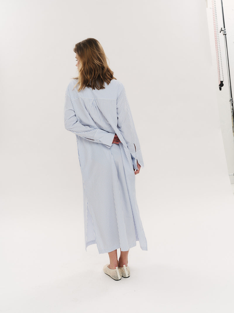 Sally Midi Dress - Blue Stripe