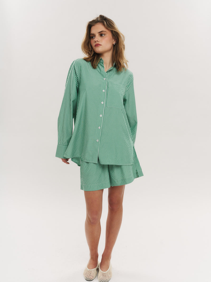 Sally Shirt - Vinyard Green Stripe