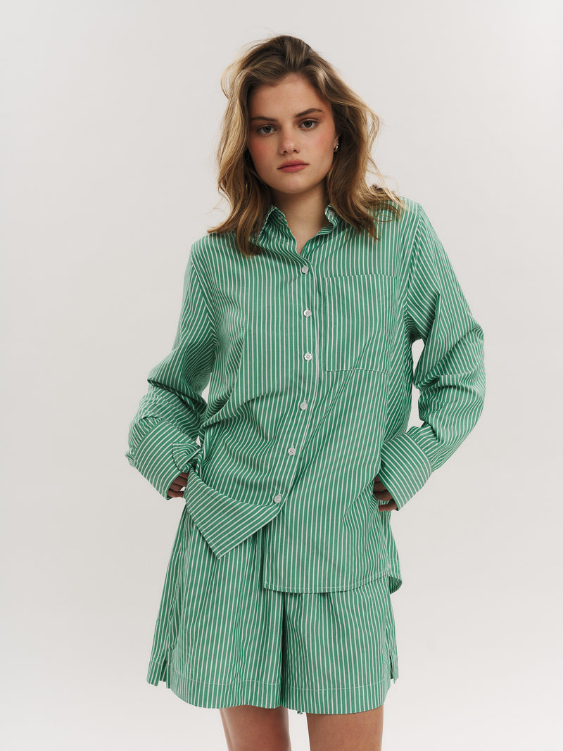 Sally Shirt - Vinyard Green Stripe