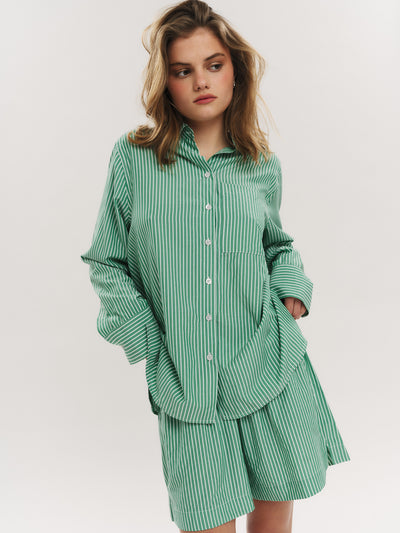 Sally Shirt - Vinyard Green Stripe
