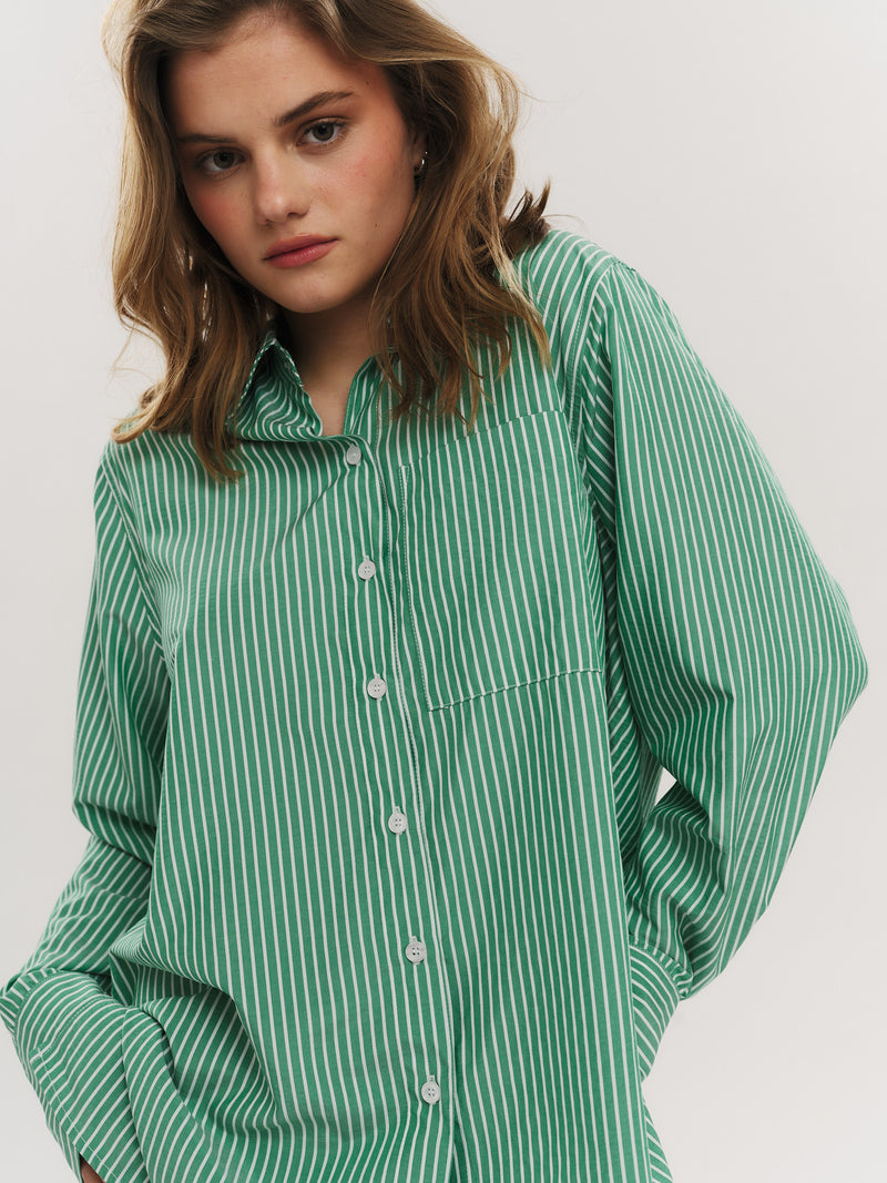 Sally Shirt - Vinyard Green Stripe