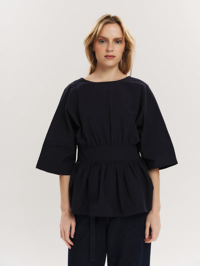 Peyton Tie back Blouse - Navy