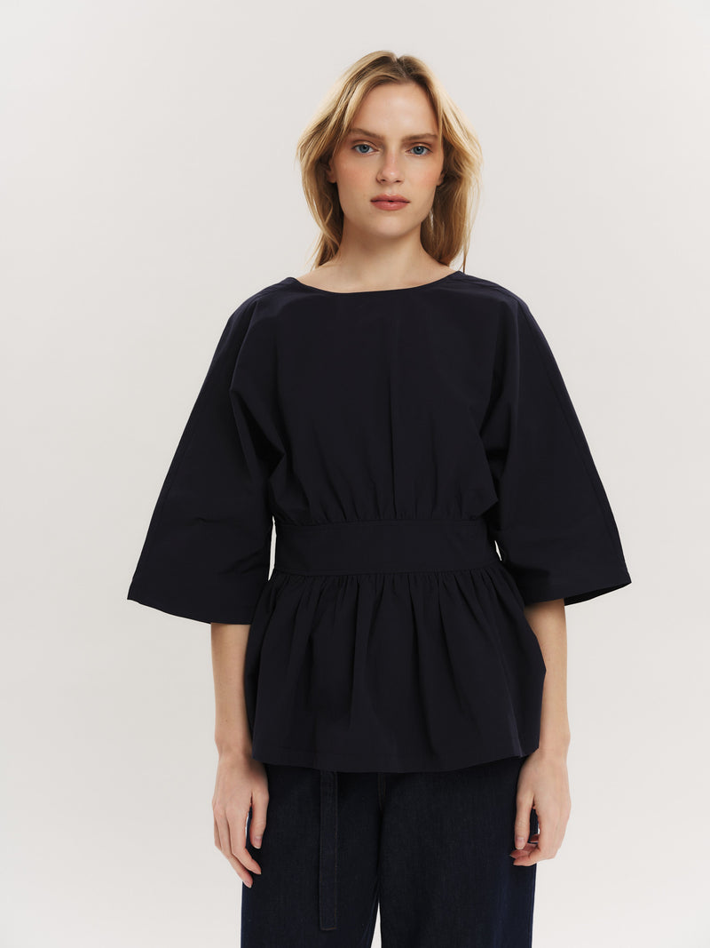 Peyton Tie back Blouse - Navy