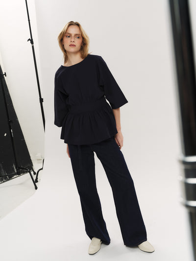 Peyton Tie back Blouse - Navy