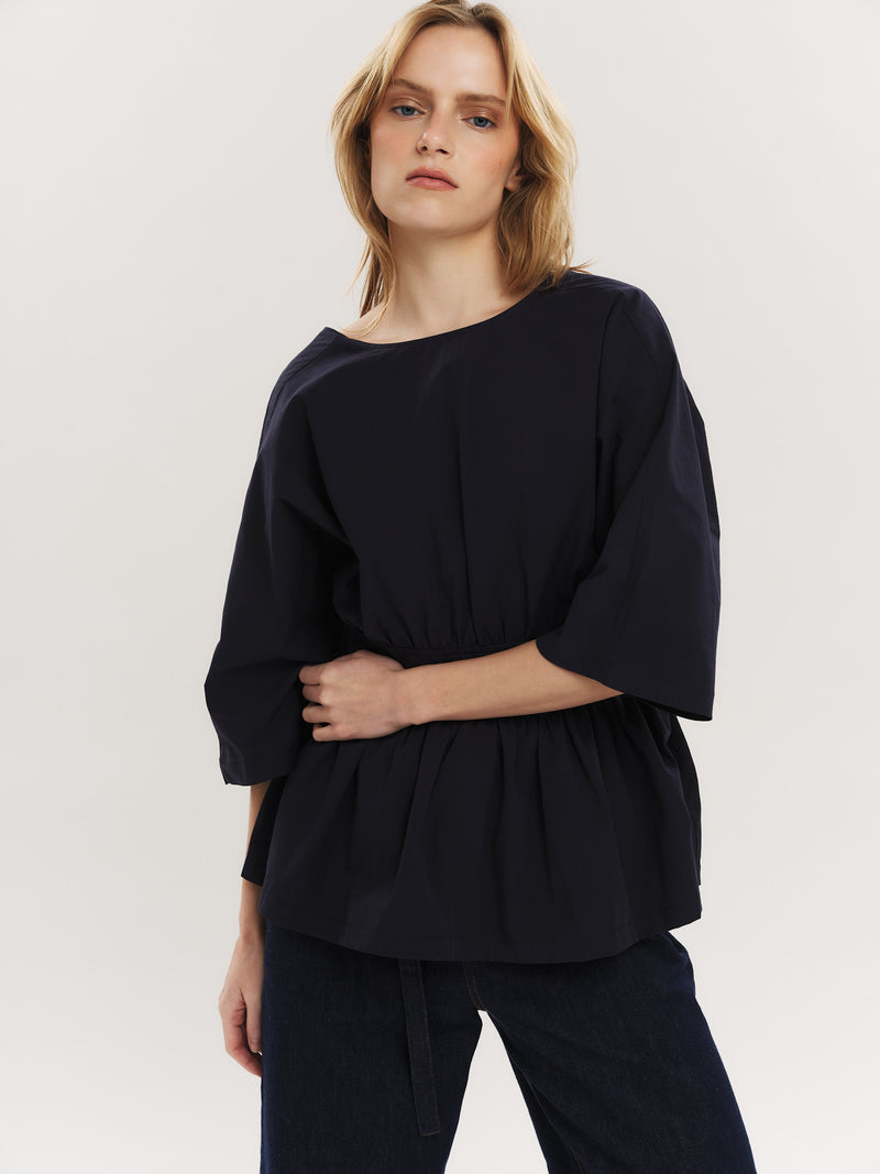 Peyton Tie back Blouse - Navy