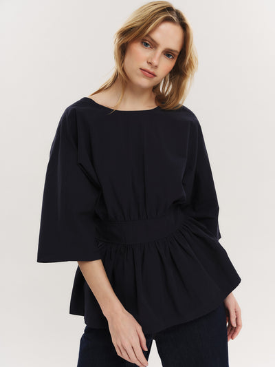 Peyton Tie back Blouse - Navy